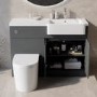 Grade A1 - 1100mm Grey Toilet and Sink Unit Right Hand with Round Toilet- Bali