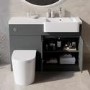 Grade A1 - 1100mm Grey Toilet and Sink Unit Right Hand with Round Toilet and Chrome Fittings - Bali