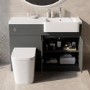 1100mm Grey Right Hand Toilet and Sink Unit with Square Toilet and Chrome Fittings - Bali