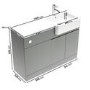 1100mm Grey Right Hand Toilet and Sink Unit with Square Toilet and Chrome Fittings - Bali