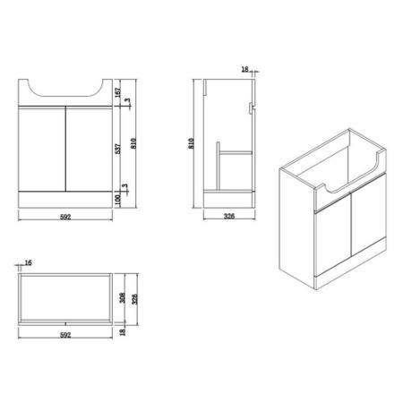 Grade A1 - 1100mm Grey Toilet and Sink Unit Left Hand with Round Toilet and Child Step - Bali