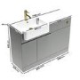 1100mm Grey Left Hand Toilet and Sink Unit with Square Toilet and Brass Fittings - Bali