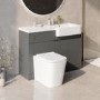 1100mm Grey Right Hand Toilet and Sink Unit with Square Toilet and Brass Fittings - Bali