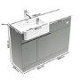 1100mm Grey Left Hand Toilet and Sink Unit with Chrome Fittings - Unit & Basin Only - Bali