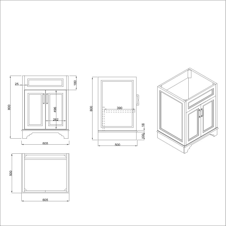 ALMOST PERFECT - 600mm White Freestanding Countertop Vanity Unit - Camden