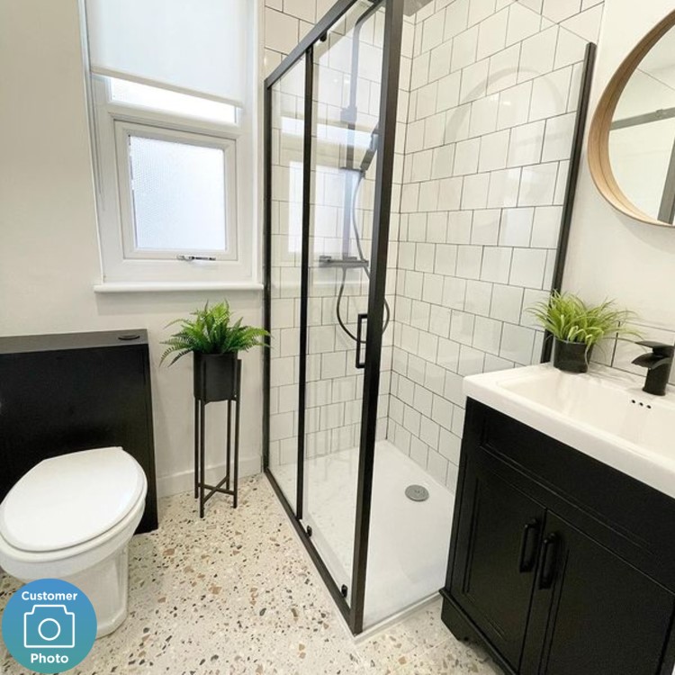 Grade A1 - 600mm Black Freestanding Vanity Unit with Basin - Camden