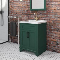 Grade A1 - 600mm Green Freestanding Vanity Unit with Basin - Camden