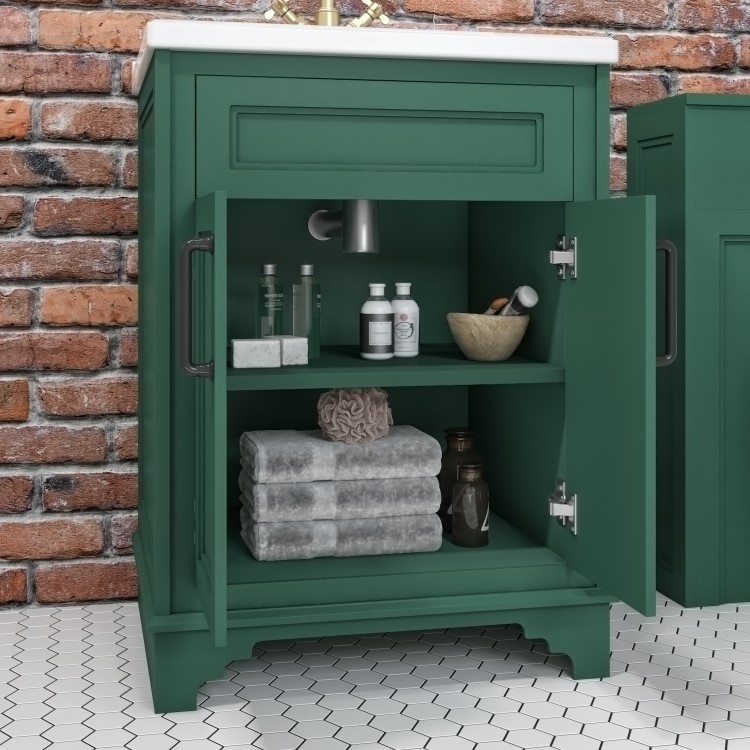 Grade A1 - 600mm Green Freestanding Vanity Unit with Basin - Camden