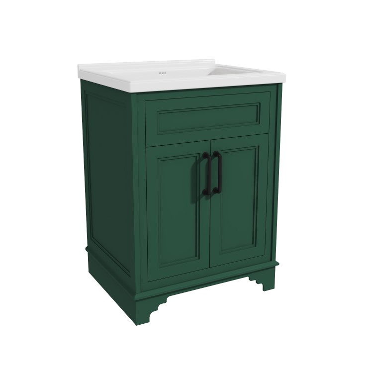 Grade A1 - 600mm Green Freestanding Vanity Unit with Basin - Camden