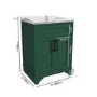 Grade A1 - 600mm Green Freestanding Vanity Unit with Basin - Camden