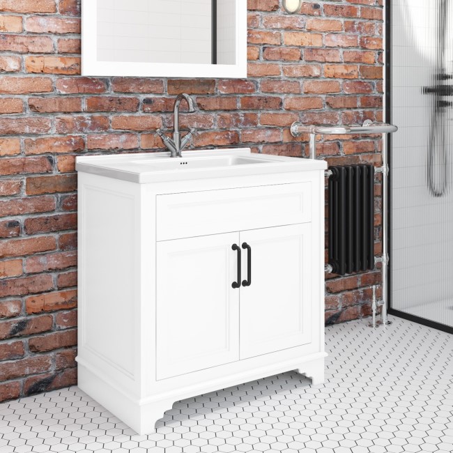 GRADE A1 - 800mm White Freestanding Vanity Unit with Basin - Camden