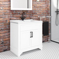 Grade A1 - 800mm White Freestanding Vanity Unit with Basin - Camden