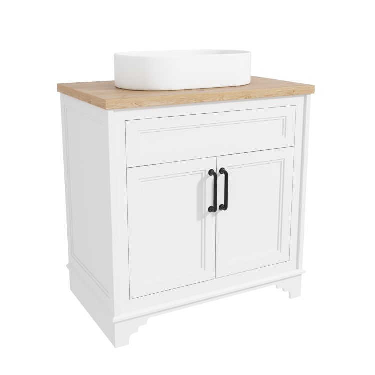 Grade A1 - 800mm White Freestanding Countertop Vanity Unit with Basin - Camden