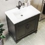 Grade A1 - 800mm Black Freestanding Vanity Unit with Basin - Camden