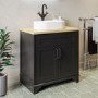 ONLY OPENED - 800mm Black Freestanding Countertop Vanity Unit with Basin - Camden