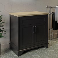 ALMOST PERFECT - 800mm Black Freestanding Countertop Vanity Unit - Camden
