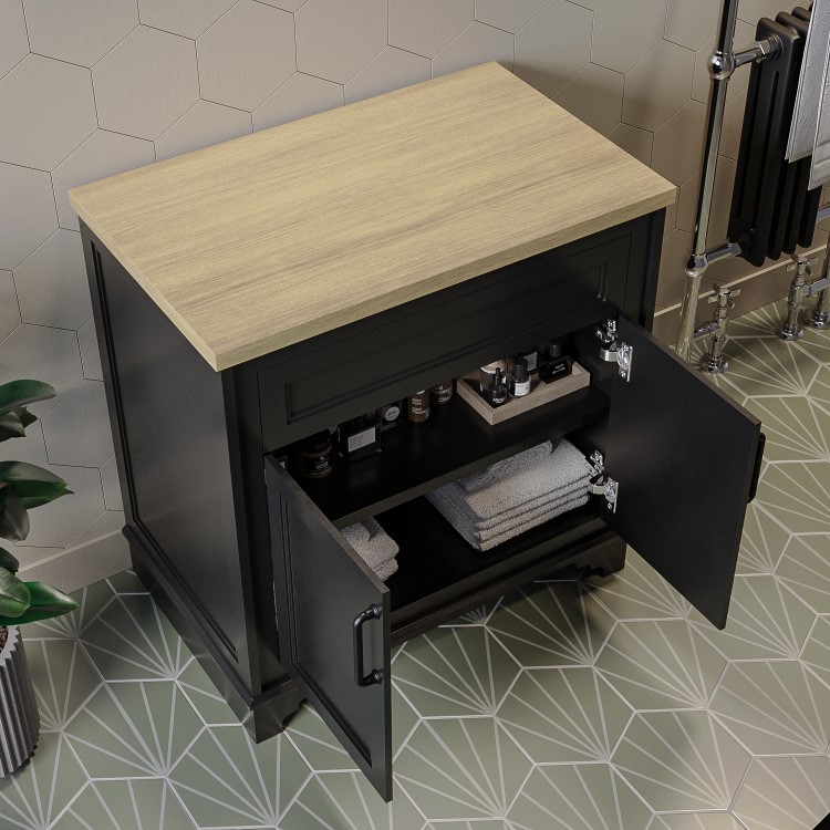 ALMOST PERFECT - 800mm Black Freestanding Countertop Vanity Unit - Camden