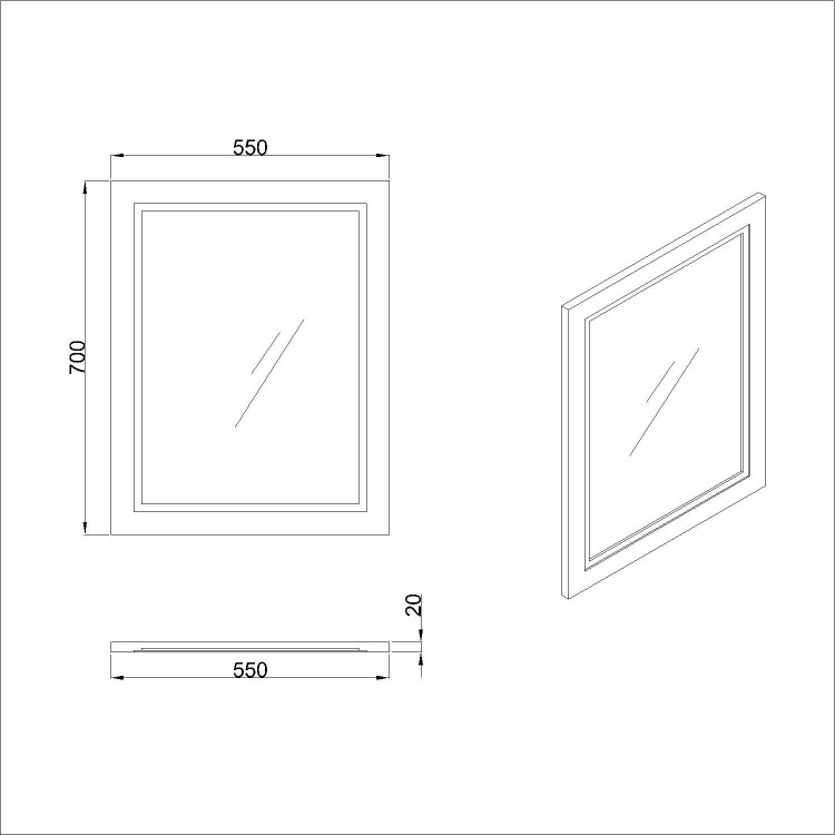 ALMOST PERFECT - Rectangular White Bathroom Mirror 550 x 700mm - Camden