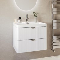 600mm White Wall Hung Vanity Unit with Basin and Chrome Handles - Empire 600mm White Wall Hung Vanity Unit with Basin and Chrome Handles - Empire