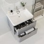 600mm Grey Wall Hung Vanity Unit with Basin and Chrome Handles - Empire