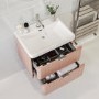Grade A1 - 600mm Pink Wall Hung Vanity Unit with Basin and Chrome Handles - Empire