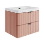 Grade A1 - 600mm Pink Wall Hung Vanity Unit with Basin and Chrome Handles - Empire