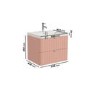 Grade A1 - 600mm Pink Wall Hung Vanity Unit with Basin and Chrome Handles - Empire