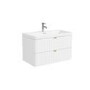 800mm White Wall Hung Vanity Unit with Basin and Brass Handles - Empire