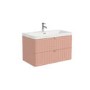 800mm Pink Wall Hung Vanity Unit with Basin and Brass Handles - Empire