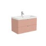Grade A1 - 800mm Pink Wall Hung Vanity Unit with Basin and Chrome Handles - Empire