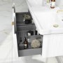 Grade A1 - 1200mm White Wall Hung Double Vanity Unit with Basin and Brass Handles - Empire