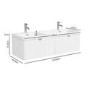Grade A1 - 1200mm White Wall Hung Double Vanity Unit with Basin and Brass Handles - Empire