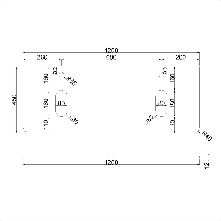 Grade A1 - 1200mm White Wall Hung Double Vanity Unit with Basin and Brass Handles - Empire