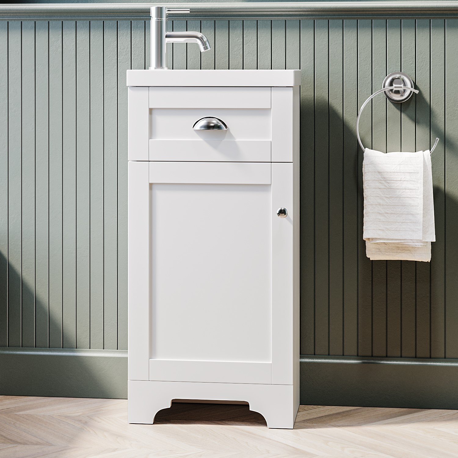 GRADE A1 400mm White Cloakroom Vanity Unit with Basin Baxenden