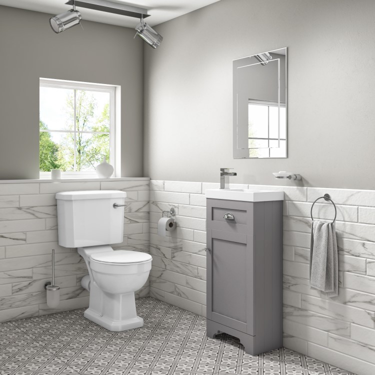 Grade A1 - 400mm Grey Cloakroom Vanity Unit with Basin - Baxenden