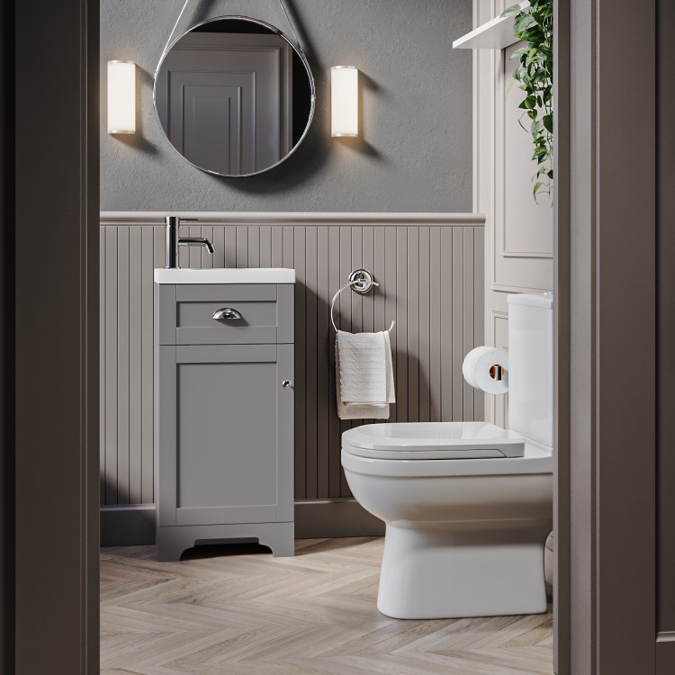 Grade A1 - Baxenden 400mm Matt Grey Floorstanding Vanity Unit and Basin