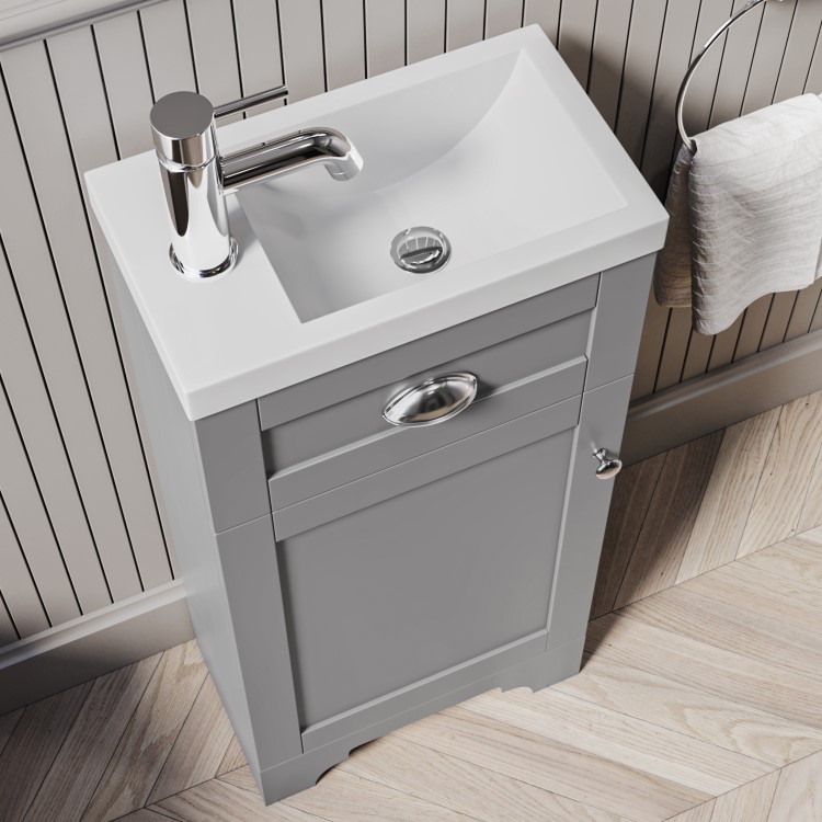 Grade A1 - Baxenden 400mm Matt Grey Floorstanding Vanity Unit and Basin