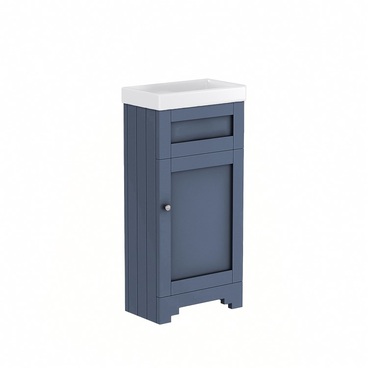 400mm Blue Freestanding Cloakroom Vanity Unit with Basin - Baxenden