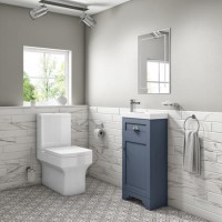 Grade A1 - Baxenden Cloakroom Toilet Suite with Blue Floorstanding Vanity Unit and Basin