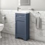 Grade A1 - Baxenden Cloakroom Toilet Suite with Blue Floorstanding Vanity Unit and Basin