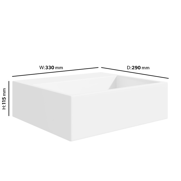 Grade A1 - Cloakroom Wall Hung Basin and Waste 330mm - Houston