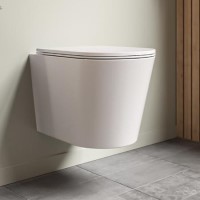 ONLY OPENED - Matt White Wall Hung Rimless Toilet with Soft Close Seat - Verona
