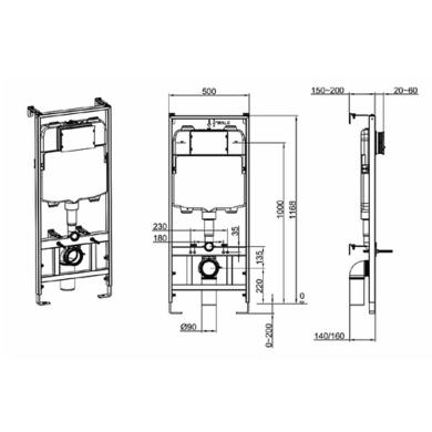 Matt White Wall Hung Rimless Toilet with Soft Close Seat, Chrome Mechanical Flush Plate, 1168mm Frame & Cistern – Verona