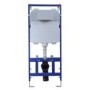 Matt White Wall Hung Rimless Toilet with Soft Close Seat, Black Mechanical Flush Plate, 1168mm Frame & Cistern – Verona