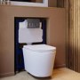 Matt White Wall Hung Rimless Toilet with Soft Close Seat, Chrome Pneumatic Flush Plate, 820mm Frame & Cistern – Verona