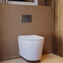 Matt White Wall Hung Rimless Toilet with Soft Close Seat, Chrome Pneumatic Flush Plate, 820mm Frame & Cistern – Verona