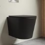 Grade A1 - Matt Black Wall Hung Rimless Toilet with Soft Close Seat - Verona