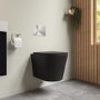 Grade A1 - Matt Black Wall Hung Rimless Toilet with Soft Close Seat - Verona