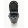 Matt Black Wall Hung Rimless Toilet with Soft Close Seat, Brushed Brass Mechanical Flush Plate, 1168mm Frame & Cistern – Verona