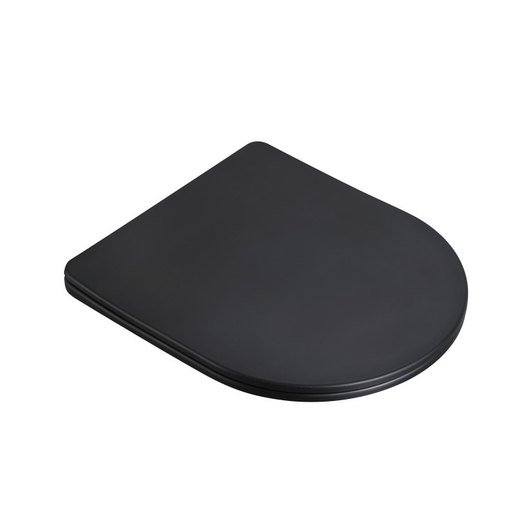 Matt Black Wall Hung Rimless Toilet with Soft Close Seat, Chrome Pneumatic Flush Plate, 820mm Frame & Cistern – Verona